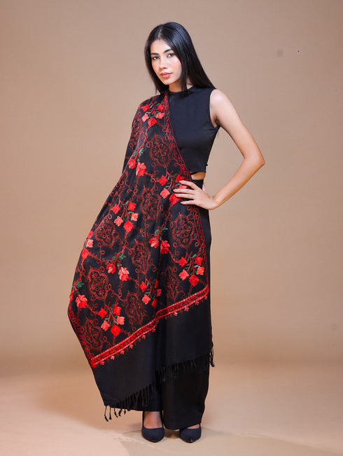 Women's Aari Embroidered Wool Stole